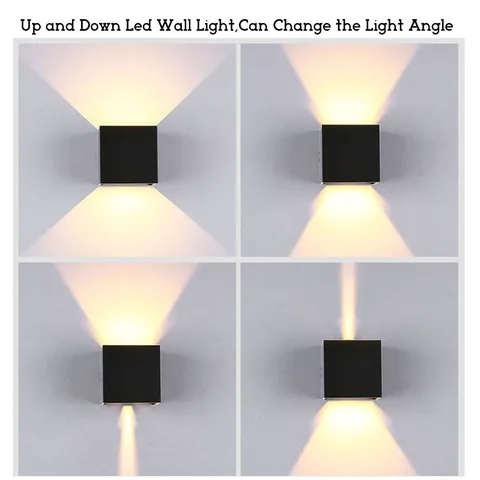 Luzes de Parede ao ar Montagem na Parede Led à Prova Livre Conduziu Ângulo Ajustável Wall Sconce Porch Luz d’ Água Branco – Preto Cubo Levou Lâmpadas Ip65