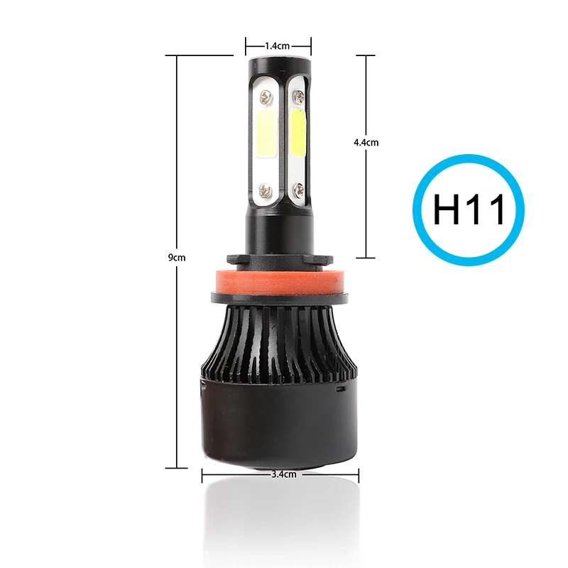 50 пара/лот все-в-одном автомобильная светодиодная лампа для фары Conversion Kit 4-сторонняя лампа для H7 H11 H4 9005 HB3 9006 HB4 6500K COB светодиодный туман светильник лампы 12V
