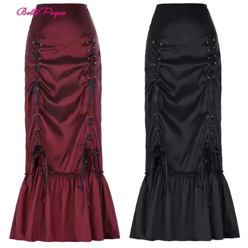 

BP Women's Vintage Retro Gothic skirt for party evening 50s 90s Victorian 2019 Style N/T taffeta Long Ruched maxi Party Skirt