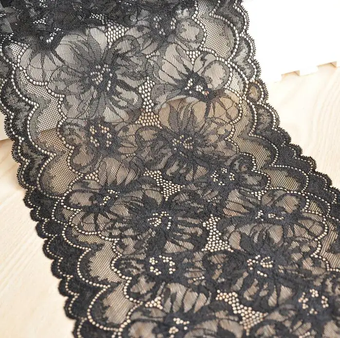 

5 Meters Elastic Lace Trim Black Lace Fabric for Garment Sewing Crafts Decoration Lace Handmade Accessories 22CM
