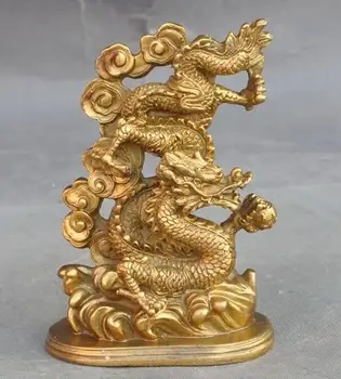 

Lucky Chinese Fengshui Brass Zodiac Year Dragon Play Bead Success Wealth Statue