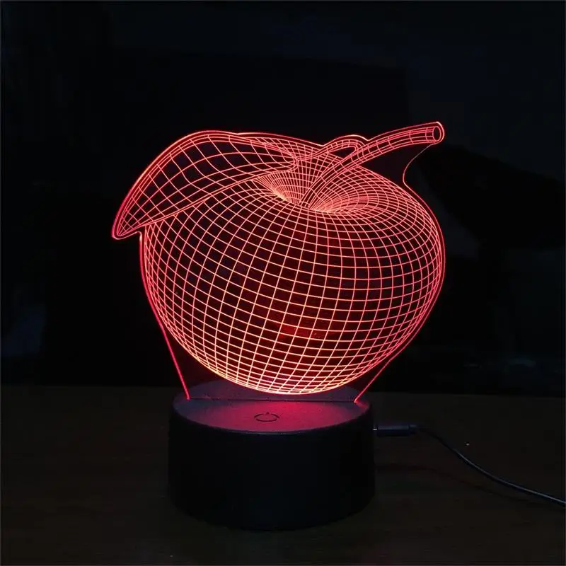 

7 Color Changing USB lamp night light colorful Apple LED 3D three-dimensional Desk Lamp Visual Led Novelty Lighting