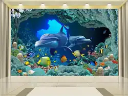 3d обои фото обои на заказ Детская Фреска номер морскому мире Дельфин 3D Роспись диван ТВ фон обои для стен 3d