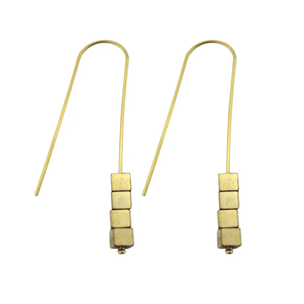 Новейшие гематитовые серьги "Шеврон" для женщин богемный минимализм геометрический Природный камень серьги ювелирные изделия - Окраска металла: E2806 Gold