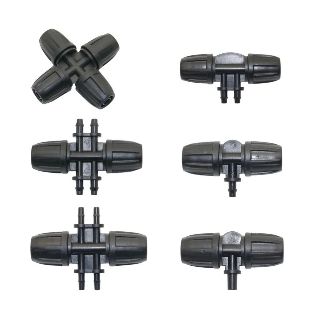 

8/11mm To 3/5mm Or To 4/7mm 4-Way 3-Way Garden Water Connectors With Lock Nut Garden irrigation Plastic Hose Splitters 1 Pcs