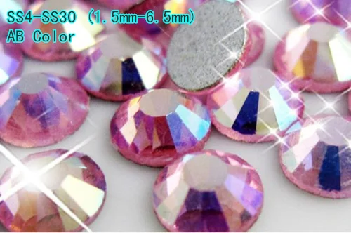 

Free Shipping! 1440pcs/lot,ss3~ss30 (1.3-6.5mm) Light pink AB Color Flat Back Nail Art Non Hotfix Beads.