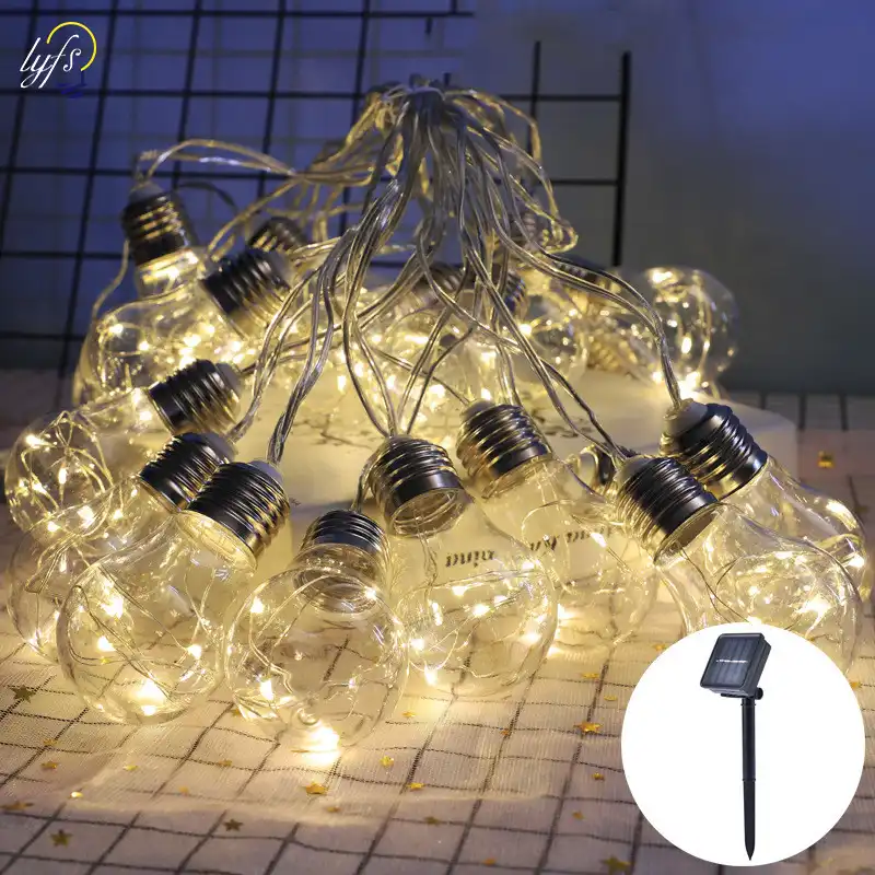 Solar String Light Outdoor Edison Vintage Plastic 10 Bulbs Hanging Waterproof String Lights For Deck Yard Tents Party Decor Solar Lamps Aliexpress