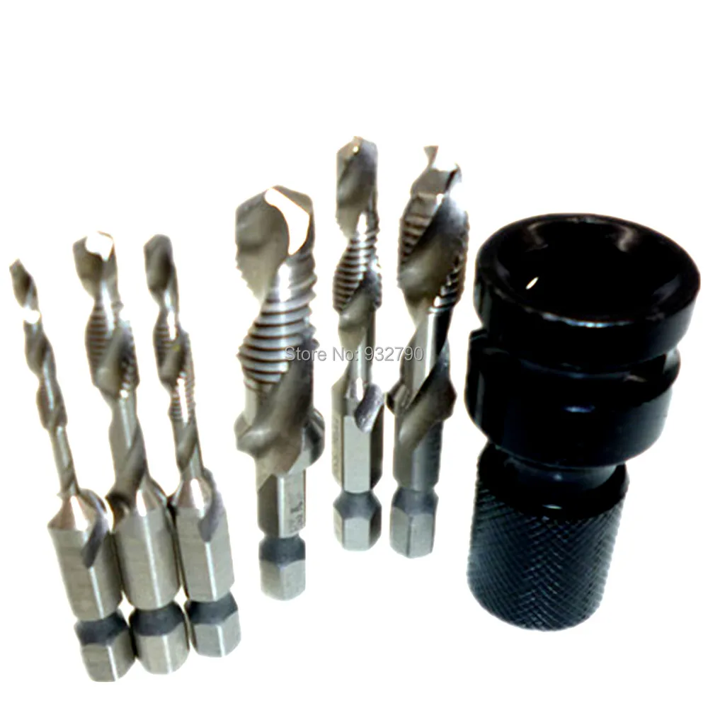 HSS Combination Drill Tap Bit M3-M10 Metric Drill Tap Countersink Deburr Set