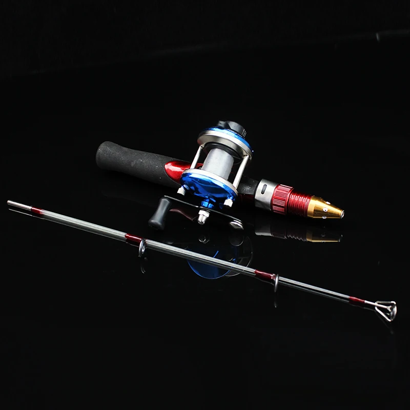 WHE 2 Sections Mini Ice Fishing Rod Kit Bait Casting Reel Winter 50cm