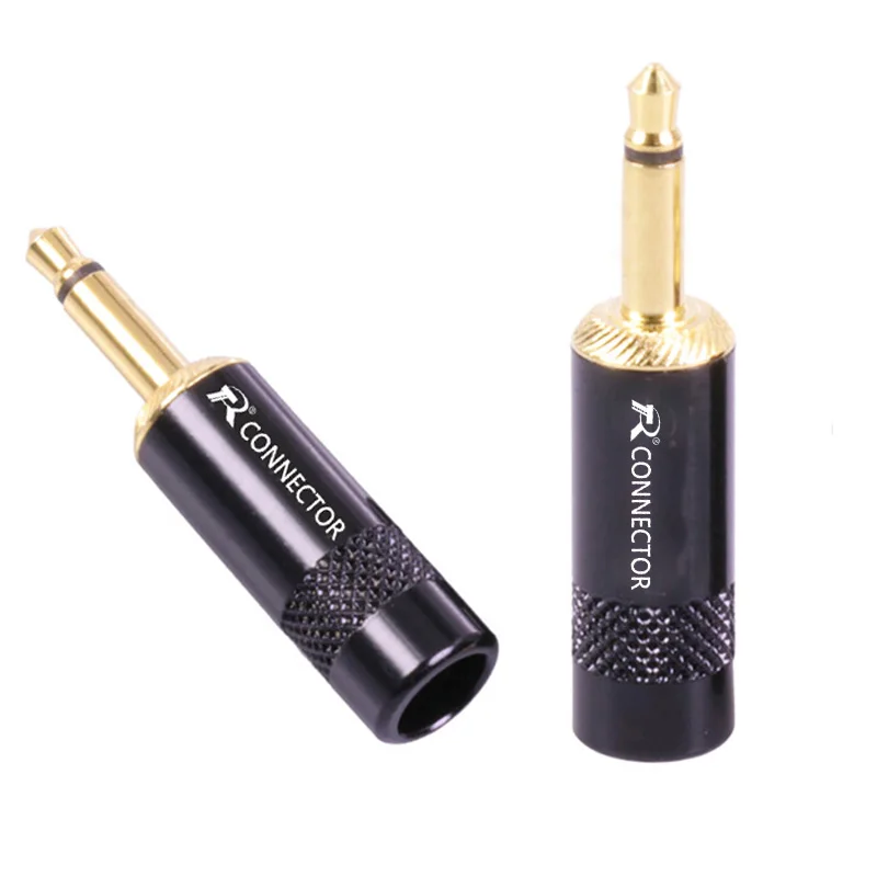 100pcs lot Mono 3 5mm Connector 2Pole 1 8 Inch Male Plug Gold Plated Audio Jack 3 5mm Wire Connector for 6MM Cable Headphone DIY
