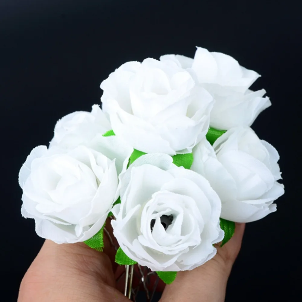 Hair Accessory 3Pcs/lot Fashion Women Bride Hair Accessories Hairpins Wedding Crystal White Flower Hair Pins Clip Hairstick Headdress