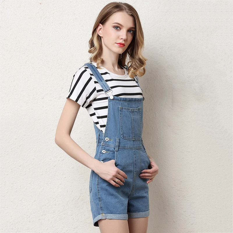 denim shorts with suspenders