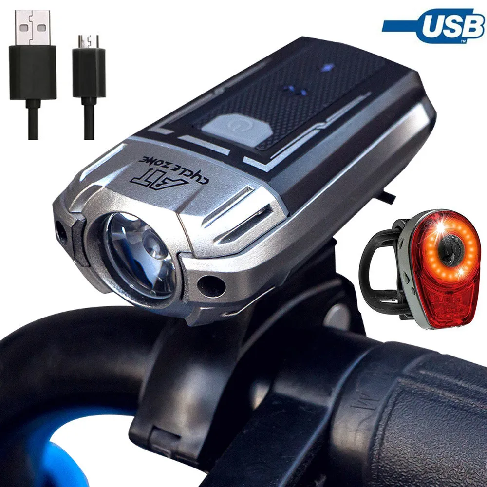 USB перезаряжаемая велосипедная фара + задний светодио дный фонарь светодиодный цикл безопасности фонарик наборы Открытый Спорт
