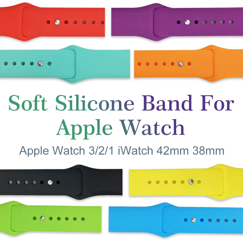 Sport Silicone Watchband for Apple Watch 38mm 42mm Women Men Colorful