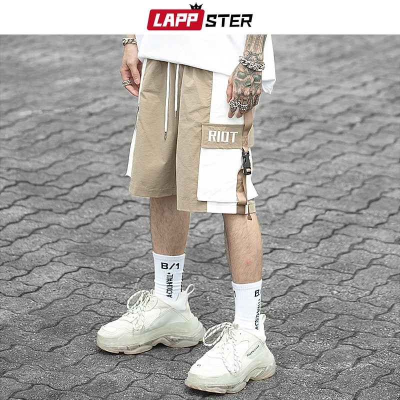 Шорты LAPPSTER мужские спортивные уличная одежда хаки с цветным блочным поясом