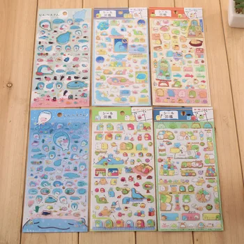

6 Sheets Japanese Kawaii Sumikko Gurashi Stickers Planner Journal 2018 New Corner Animals Cat Dinosaur Stickers Planner Travel