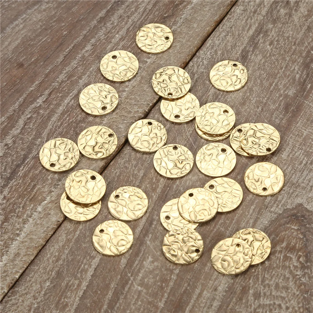 

100PCS/ lot 10mm Gold Color Alloy floating veins Round Alloy Coin charms for Jewelry diy making Coin Pendants Accessories