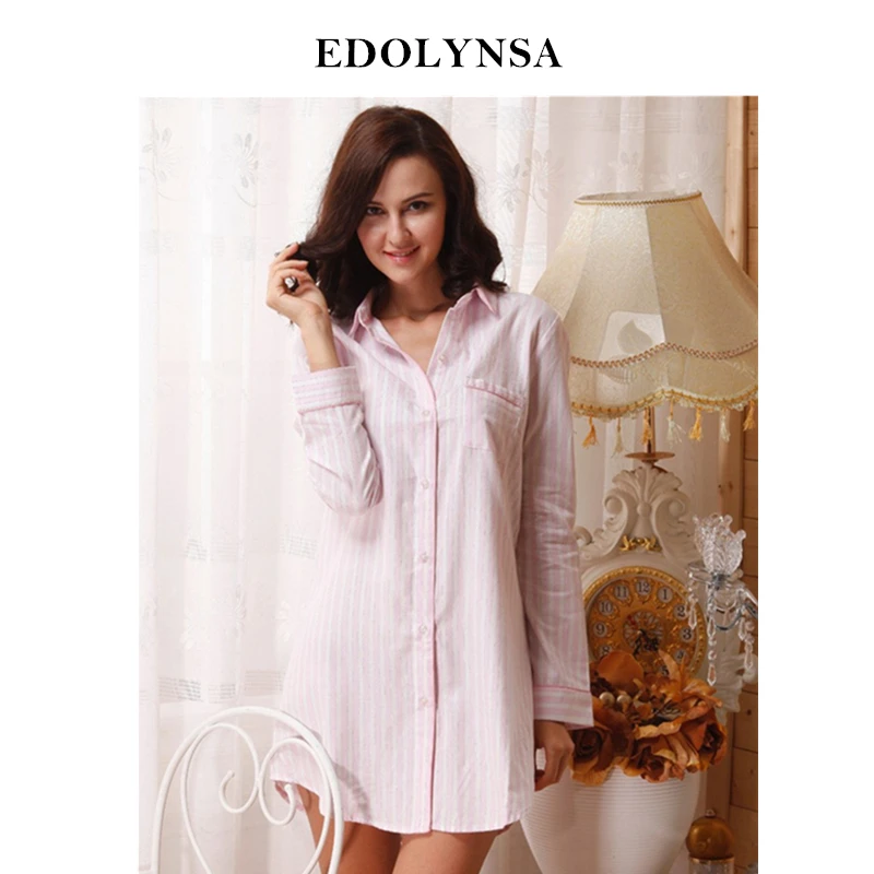 Брендовые полосатые хлопковые ночные рубашки, пижамы для женщин, домашняя одежда для женщин, сексуальное розовое домашнее платье, ночная рубашка# P116