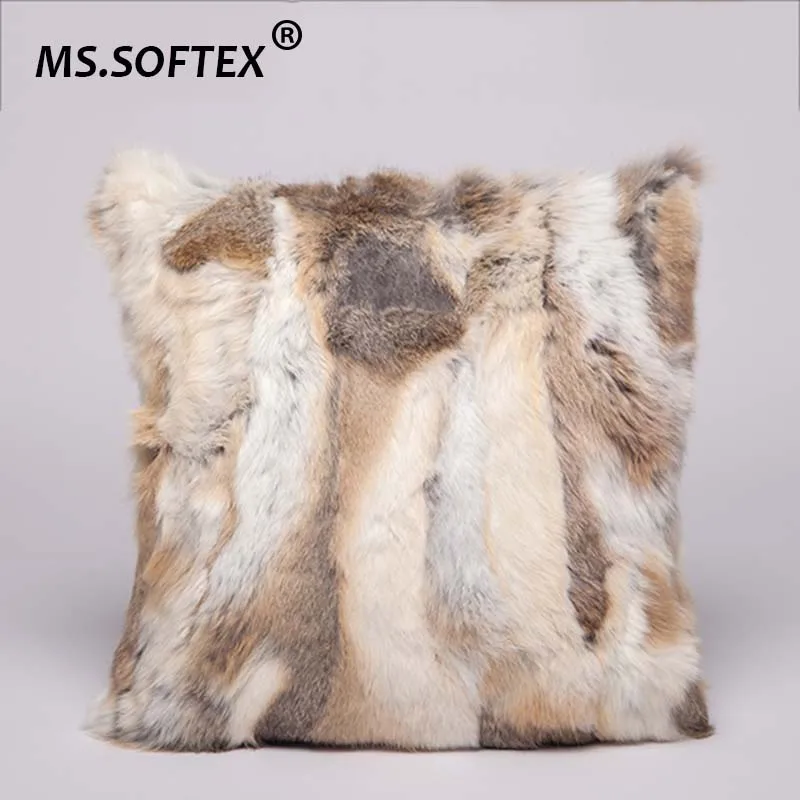 Наволочка из натурального меха MS.Softex наволочка кроличьего в стиле пэчворк мягкая
