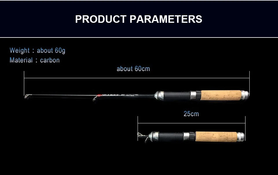 WALK FISH 1 шт. 60 см Мини Телескопическая зимняя ледовая Удочка высокопрочные рыболовные снасти