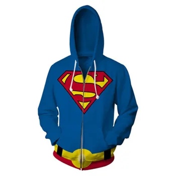 

2019 Men Hooded Women 3D superman Print Hoodies Harajuku zipper hoody Sweatshirts tops coat Funny cool Tracksuit US size