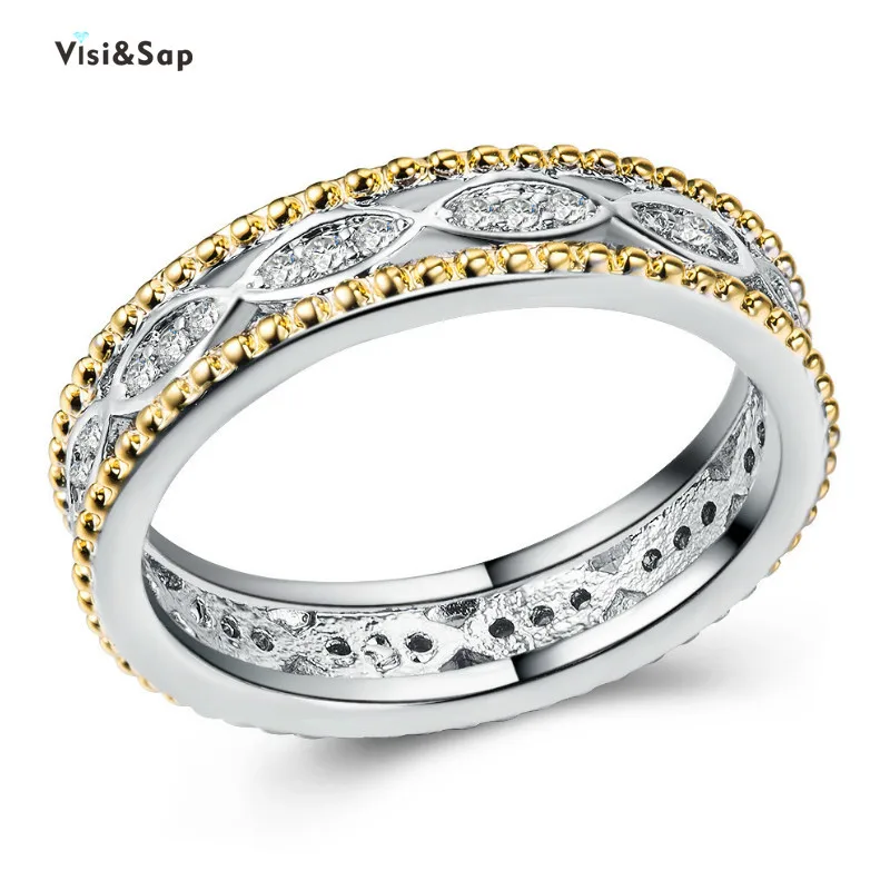 

Visisap Fascinating Fashion Zircon Ring Olive White Gold Color Jewelry for Women Gifts Rings Manufacturer Accessories B2116