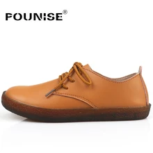 Pounise/весенние оксфорды на плоской подошве; женская обувь; коллекция года; женская обувь на плоской подошве со шнуровкой; повседневная кожаная обувь; Женская официальная обувь для работы