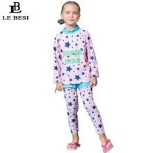 LEBESI/ детский купальник бикини с длинными рукавами, штаны, Одежда для пляжа больших размеров, купальный костюм для девочек, шапочка для плавания