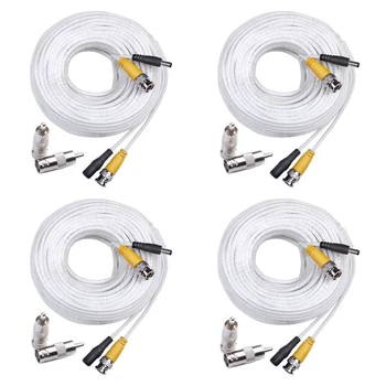 

MOOL 4 Pack Security 100 Feet Pre-made Siamese BNC Video and Power Cable Ready To Go for Security Camera CCTV Systems White