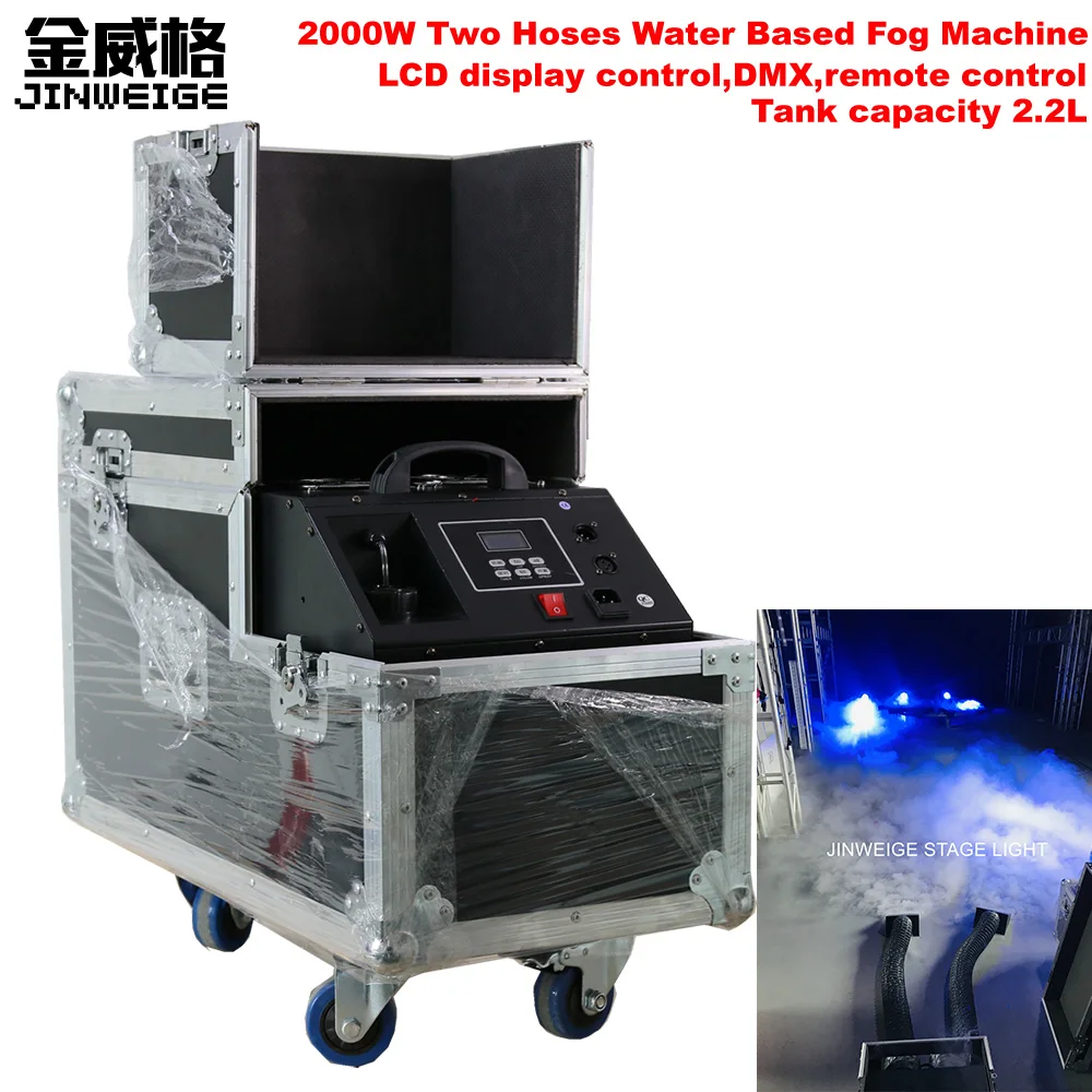 

Free Shipping Good Effect 2000W Water Base Fog Machine Water Mist Low Fog Smoke Machine With Two Hose And Two Outlet