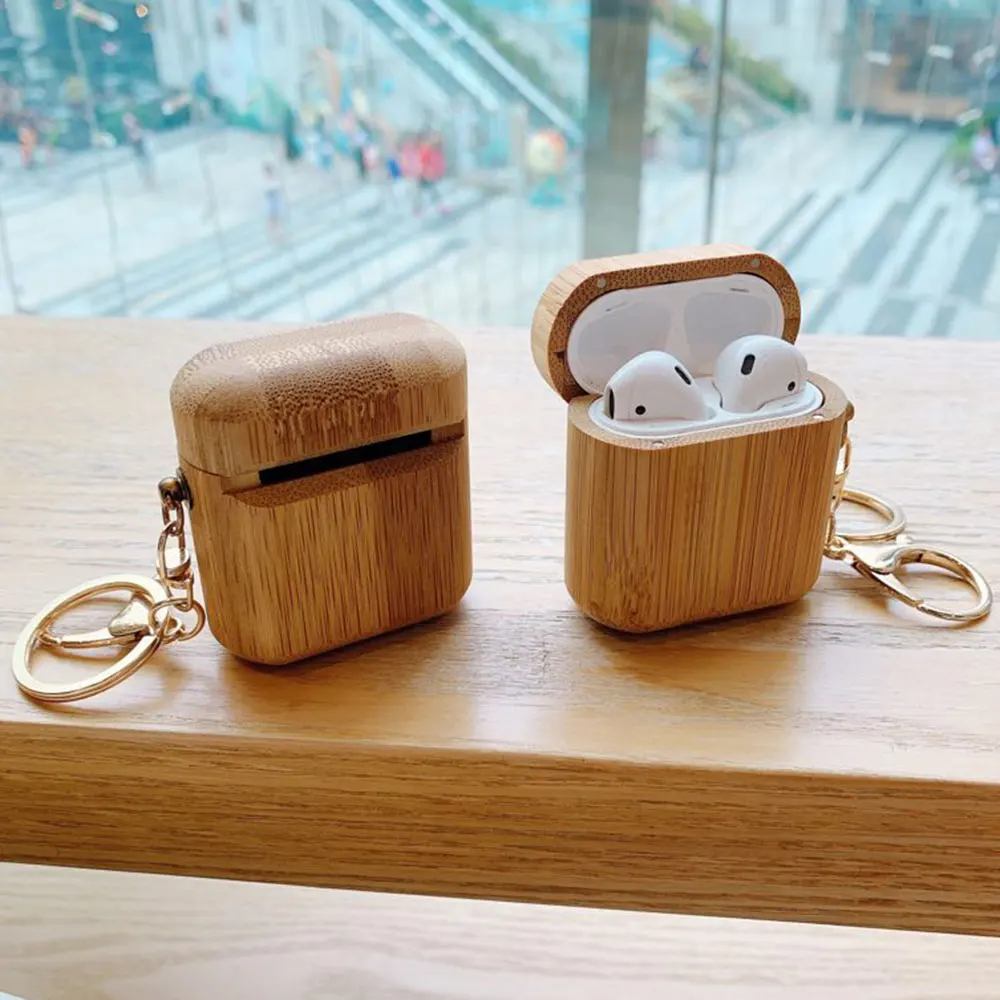 

KISSCASE Charging Chic Wooden Earphone Case For Apple AirPods 2 Wood Headphones Cases For Airpods Protective Cover Earphone Case