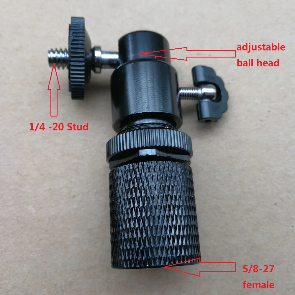 

On Stage Microphone Stand Tripod Mount 1/4 to 5/8 27 Female Adapter Ball Head for Gopro Video Camera Digital Recorder Camcoders