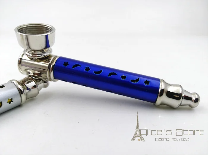 

Fashion Metal Weed Pipe Portable Smoking Pipe Tobacco Herb Pipes Cigarette Holder Gift wholesale p590