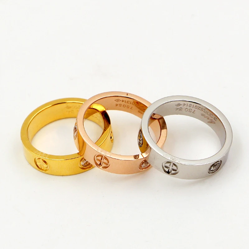 Titanium Steel Fashion Classic Luxury Brand Bague Cross Patter Wedding Love Ring For Women/Men Gold Color cart Lovers Jewelry