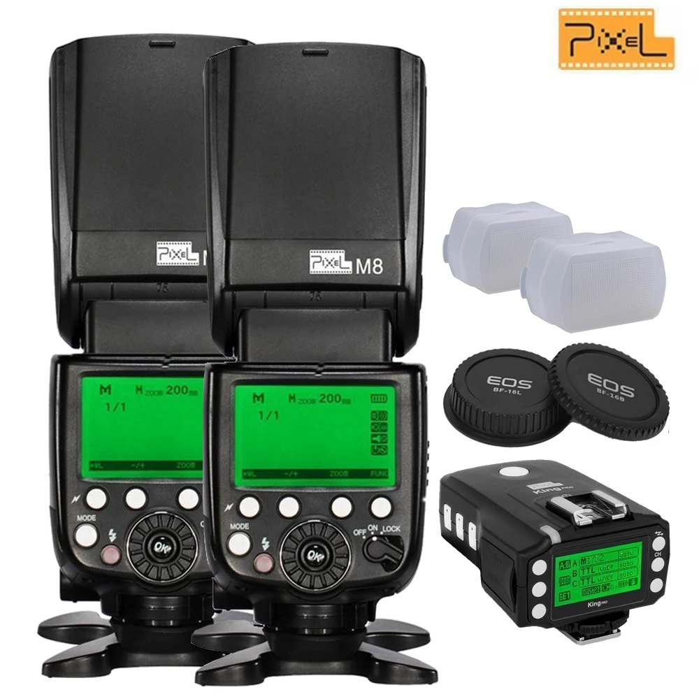 

INSEESI 2pcs PIXEL M8 GN60 Flash Speedlite + Wireless TTL King pro Transceiver for Canon DSLR Cameras 1300D 60D 5D 5D Mark III