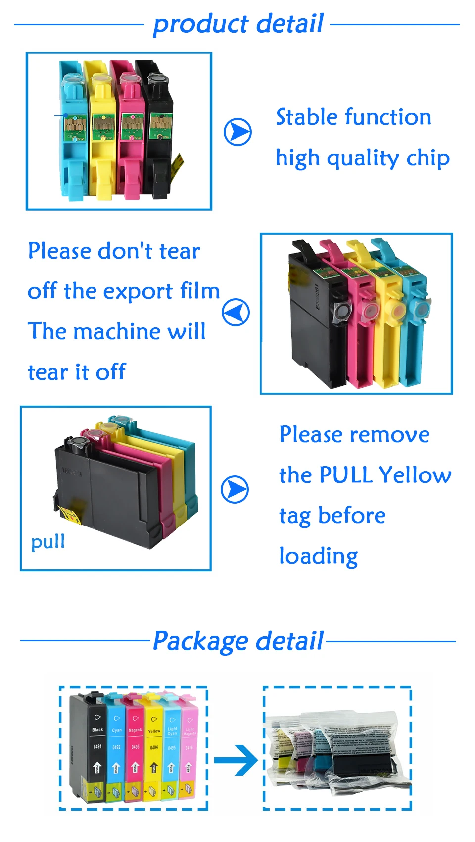 compatible ink cartridge For Epson T0491-T0496
