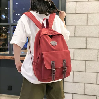 

DCIMOR Quality polyester cotton Women Backpack Female Belt buckle flip schoolbag for Teenage girls Travel Backpack Book Mochila