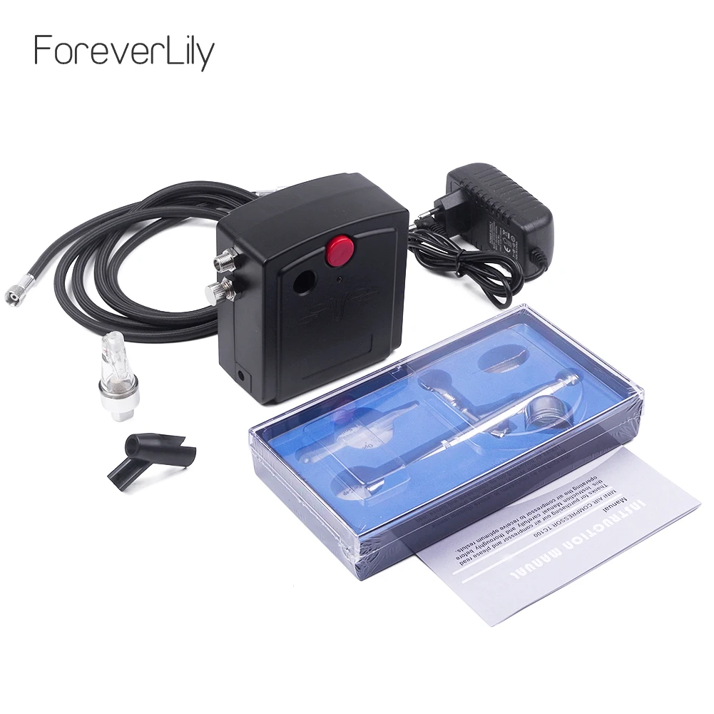 Portable Mini Airbrush Set With Compressor For Models Makeup Nail Paint Cake Compressor Spray Air brush Gun Dual Action Kit Portable Mini Airbrush Set With Compressor For Models Makeup Nail Paint Cake Compressor Spray Air brush Gun Dual Action Kit