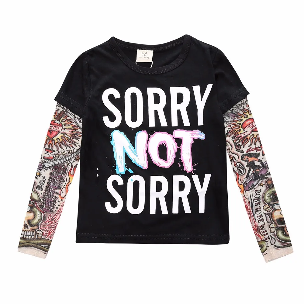 Novelty Tattoo Long Sleeve Children T-Shirts Cotton Boys T Shirt Kids TShirt Autumn Kids Girls Tops Children Clothes DBT135