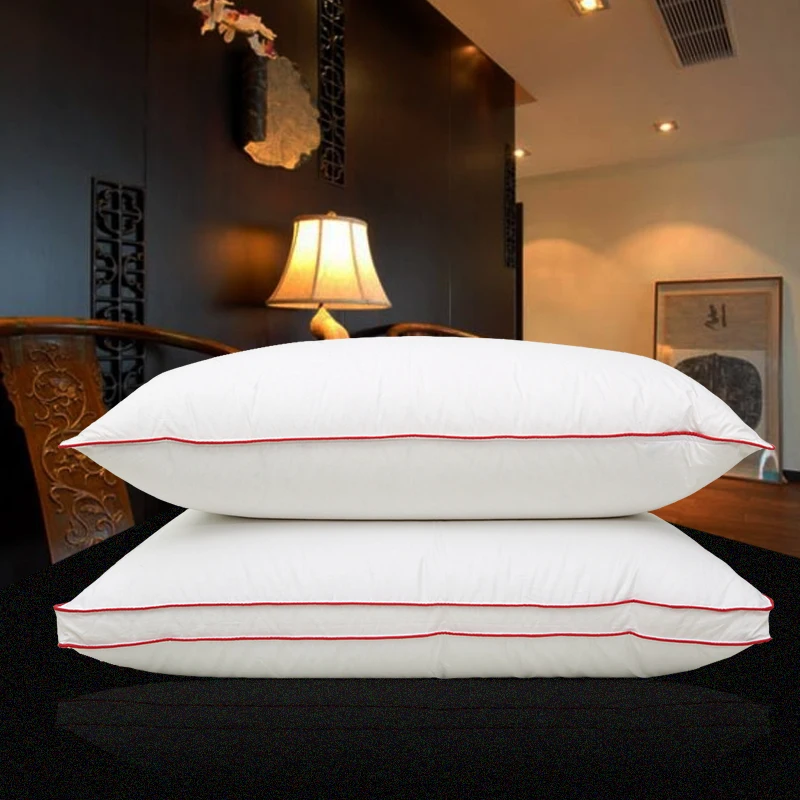 100 Goose Feather Pillow Down European five star hotel cotton pillow shell single adult pillow