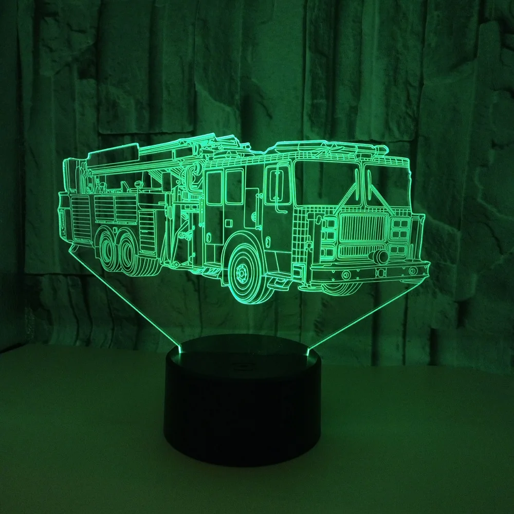 

New Fire Engine 3d Lamp 7 color change Led 3d Light Touch Remote Control Creative 3d Led Night Light Novelty Kids Lamp