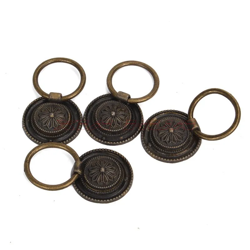 

4pcs Antique Bronze Round Drop Handle Vintage Closet Door Drawer Knob 29*29mm Jewelry boxs/drawer Mini Retro Handles