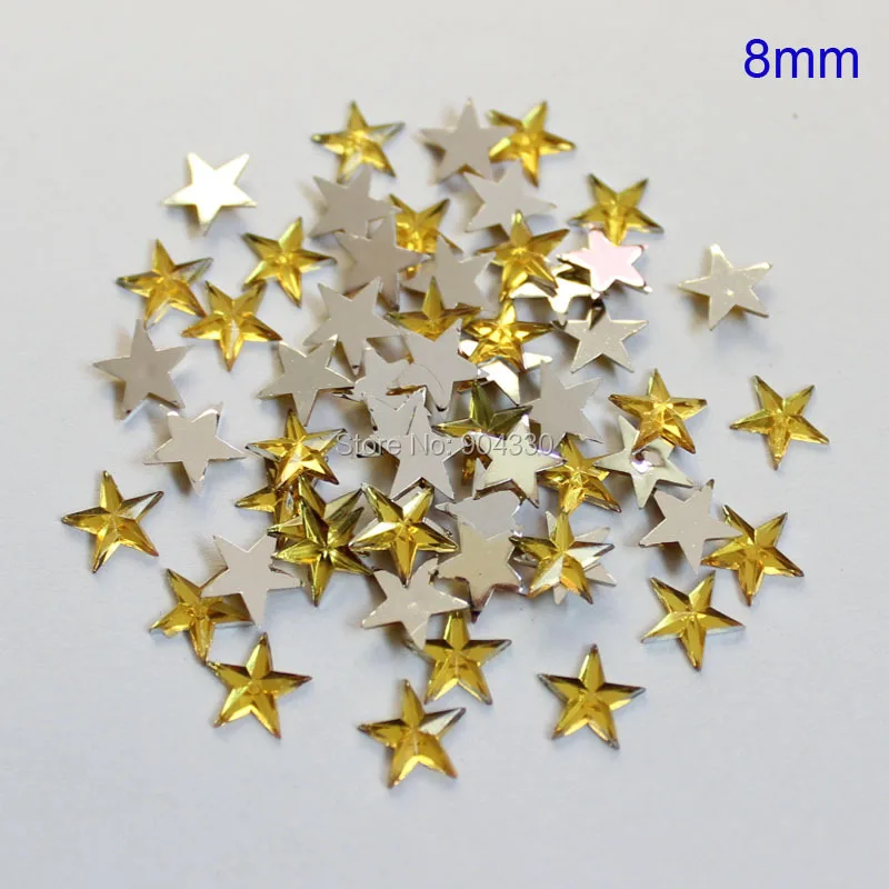 

Free Shipping LANZZAY 2000pcs Light Yellow 8MM Five Star Flatback Acylic Diamond Rhinestone Scrapbook Craft Jewelry DIY