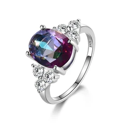Exquisite S925 Silver Women's Ring with Olive Green Zircon and Multicolor Gemstones - Luxury Fashion Jewelry Gift - 7 (Multicolor)