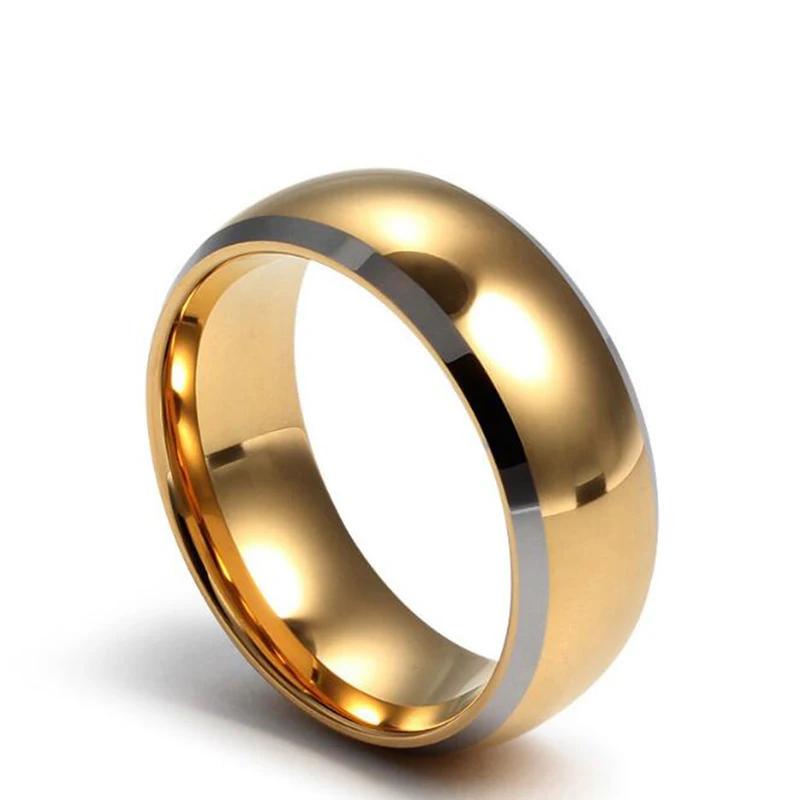 Name Wedding Anniversary Date Logos Jewelry 8mm Gold Tone Tungsten Rings Personalize Your Own Style