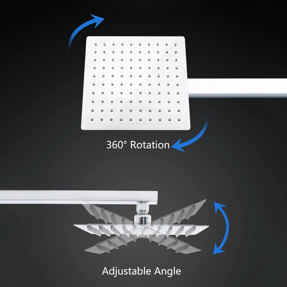 Billige 4 8 10 12 zoll Edelstahl Dusche Kopf Ultra dünne Top Regen Dusche Kopf Duschköpfe kabine Zimmer Arm Regen Chrome Finish