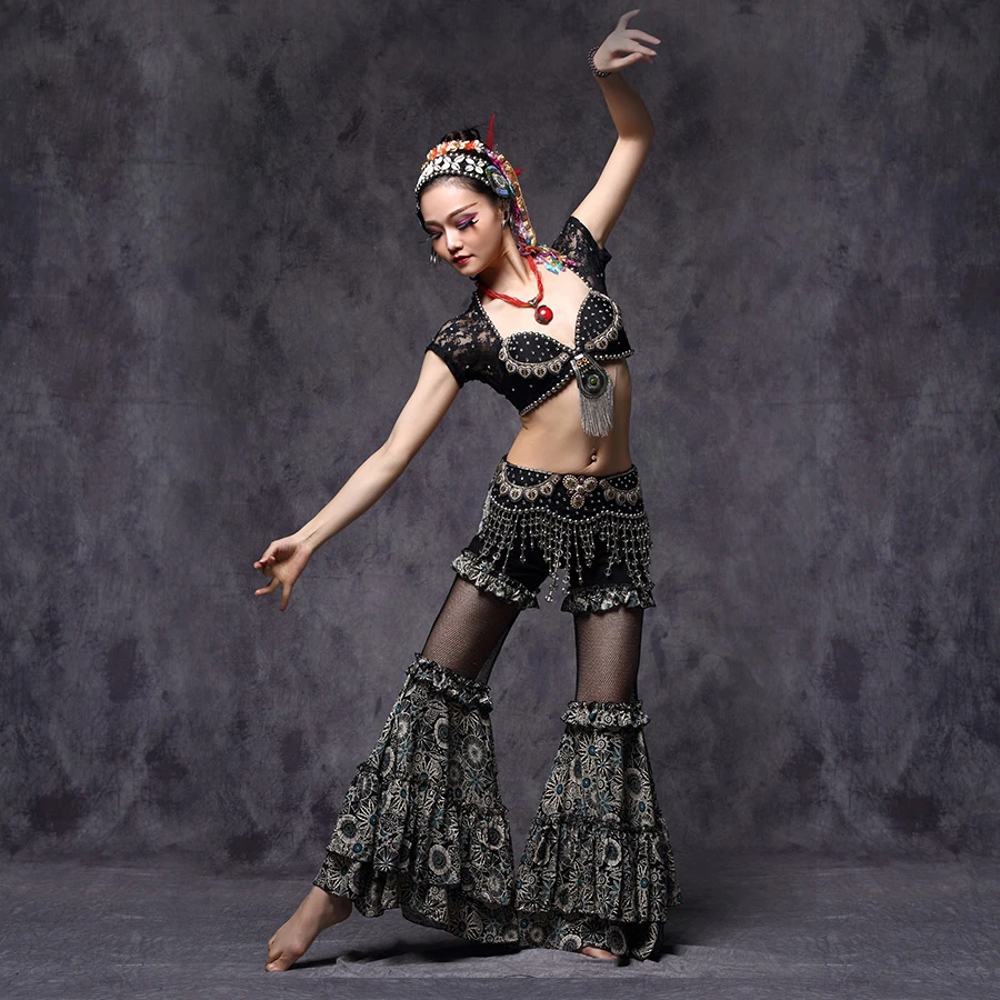 Tribal Belly Dance Outfit Halloween Costume Sequin Dancing Dress Carnival Wear