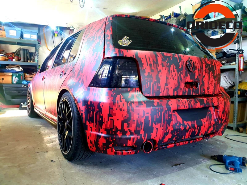 red black digit camo vinyl car foil 11