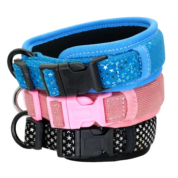 

Soft Padded Dog Collar Thick Wide Pet Dog Collars Adjustable For Medium Large Dogs Beagle Pug Pink Black Blue S M L Petshop