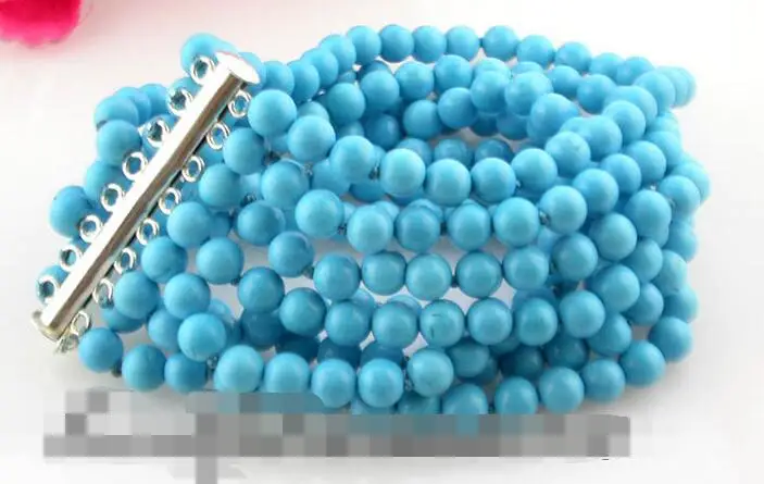 

1669 8row sky-blue turquoise bead bracelet